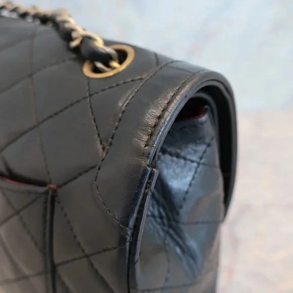 Authentic CHANEL double flap two color hardware Paris lambskin classic bag - Picture 11 of 16